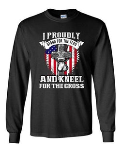 Long Sleeve  Proudly Stand For The Flag Kneel For The Cross Adult T-Shirt  DT