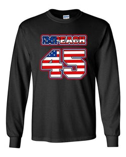 Long Sleeve Adult T-Shirt Impeach 45 President Donald USA American Flag DT