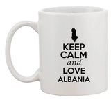 Keep Calm And Love Albania Tirana Country Map Patriotic Ceramic White Coffee Mug