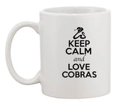 Keep Calm And Love Cobras Snake Animal Lover Funny Ceramic White Coffee Mug