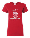 City Shirts Ladies Keep Calm And Play Trombone Brass Music Lover DT T-Shirt Tee