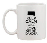 Keep Calm And Love South Dakota Country Map Patriotic Ceramic White Coffee Mug