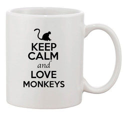 Keep Calm And Love Monkeys Ape Wild Animal Lover Funny Ceramic White Coffee Mug