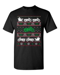 Motorcycle Bike Sleigh Santa Claus Ugly Christmas Funny Adult DT T-Shirt Tee