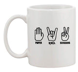 Paper Rock Scissors Game Music Band Funny Humor Ceramic White Coffee Mug