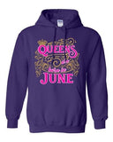 Queens Are Born In June Crown Birthday Funny DT Sweatshirt Hoodie