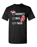 Naughty Nice I Tried Santa Candy Ugly Christmas Funny Adult DT T-Shirt Tee