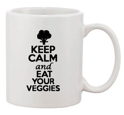 Keep Calm And Eat Your Veggies Vegetables Lover Funny Ceramic White Coffee Mug