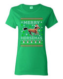 Ladies Merry Horsemas Horse Animals Ride Ugly Christmas Funny DT T-Shirt Tee