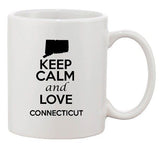 Keep Calm And Love Connecticut Country Map Patriotic Ceramic White Coffee Mug