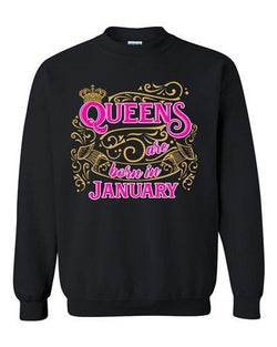 Queens Are Born In January Crown Birthday Funny DT Crewneck Sweatshirt