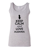 Junior Keep Calm And Love Albania Country Novelty Statement Sleeveless Tank Top