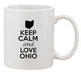 Keep Calm And Love Ohio Country Map Nation Patriotic Ceramic White Coffee Mug