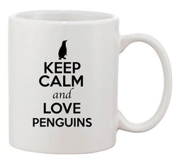 Keep Calm And Love Penguin Snow Bird Animal Lover Funny Ceramic White Coffee Mug