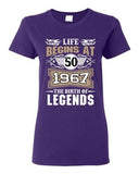 Ladies Life Begins At 50 1967 The Birth Of Legends Myth Funny DT T-Shirt Tee
