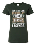 Ladies Life Begins At 60 1957 The Birth Of Legends Myth Funny DT T-Shirt Tee