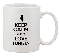 Keep Calm And Love Tunisia Africa Country Map Patriotic Ceramic White Coffee Mug
