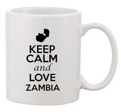 Keep Calm And Love Zambia Africa Country Map Patriotic Ceramic White Coffee Mug