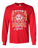 Long Sleeve Adult T-Shirt Never Underestimate Who Was Born In March Funny DT
