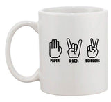 Paper Rock Scissors Game Music Band Funny Humor Ceramic White Coffee Mug