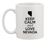 Keep Calm And Love Nevada Country Map USA Patriotic Ceramic White Coffee Mug