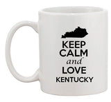 Keep Calm And Love Kentucky Country Map USA Patriotic Ceramic White Coffee Mug