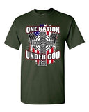 One Nation Under God Cross USA America Flag Patriotic Adult DT T-Shirt Tee