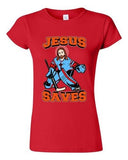 Junior New Jesus Saves Hockey Puck Jersey Sports Funny DT T-Shirt Tee