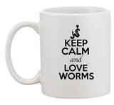 Keep Calm And Love Worms Fishing Animal Lover Funny Ceramic White Coffee Mug