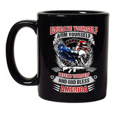 Educate Arm Defend Yourself God Bless America Patriot DT Black Coffee 11 Oz Mug