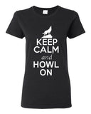 Ladies Keep Calm And Howl On Love Wolves Animal Lover T-Shirt Tee