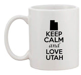 Keep Calm And Love Utah Country Map Nation Patriotic Ceramic White Coffee Mug