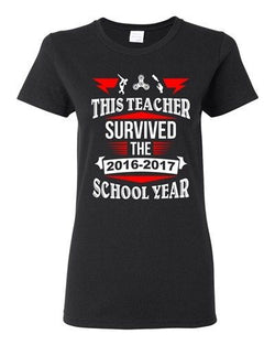 Ladies This Teacher Survived 2016-2017 School Year Fidget Funny DT T-Shirt Tee