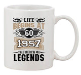 Life Begins At 60 1957 The Birth Of Legends Myth Funny DT Coffee 11 Oz White Mug