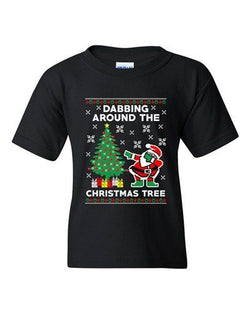 Dabbing Around The Christmas Tree Santa Ugly Xmas Funny DT Youth T-Shirt Tee