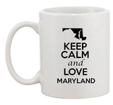 Keep Calm And Love Maryland Country Map USA Patriotic Ceramic White Coffee Mug