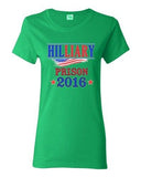 Ladies Hilliary Prison 2016 Hillary Liar Flag President Political DT T-Shirt Tee