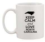 Keep Calm And Love North Carolina Country Map Patriotic Ceramic White Coffee Mug