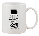 Keep Calm And Love Iowa Country Map USA State Patriotic Ceramic White Coffee Mug