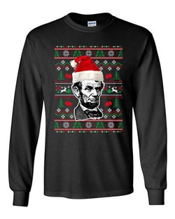 Long Sleeve Adult T-Shirt Abraham Lincoln President USA Ugly Christmas Funny DT