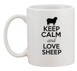 Keep Calm And Love Sheep Ram Farm Animal Lover Funny Ceramic White Coffee Mug