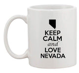 Keep Calm And Love Nevada Country Map USA Patriotic Ceramic White Coffee Mug