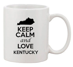 Keep Calm And Love Kentucky Country Map USA Patriotic Ceramic White Coffee Mug