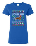 Ladies Dachshund Through The Snow Dog Hat Ugly Christmas Funny DT T-Shirt Tee