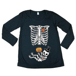 Long Sleeve Halloween Skeleton Baby Costume Horror Maternity DT T-Shirt Tee