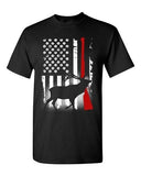 Deer Antlers Gun Hunting American USA Flag Patriotic Adult DT T-Shirt Tee