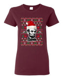 Ladies Abraham Lincoln President USA Ugly Christmas Holiday Funny DT T-Shirt Tee