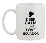 Keep Calm And Love Ecuador Quito Country Map Patriotic Ceramic White Coffee Mug