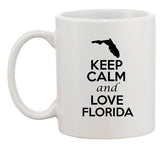 Keep Calm And Love Florida Country Map Nation Patriotic Ceramic White Coffee Mug