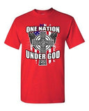 One Nation Under God Cross USA America Flag Patriotic Adult DT T-Shirt Tee